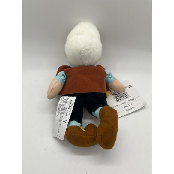 The Disney Store Pinocchio Geppetto 8" Mini Bean Bag Plush Stuffed Toy NWT - Picture 4 of 7